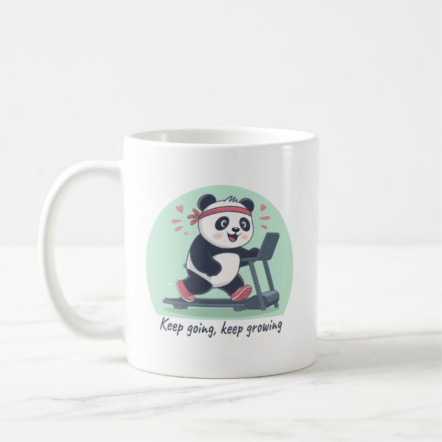 Mug Panda Motivant Mignon sur Tapis Roulant (Gauche)