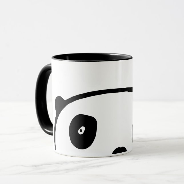 Mug Panda ours Kawaii noir et blanc simple moderne (Devant gauche)