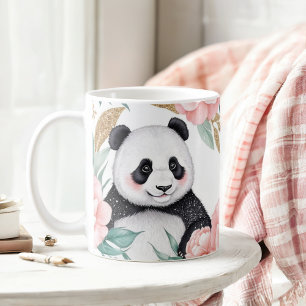 Mug Panda personnalisé avec cadre floral