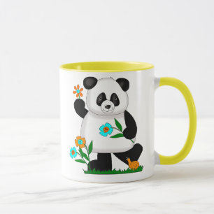 Mug Panda pour bébé avec fleurs 2