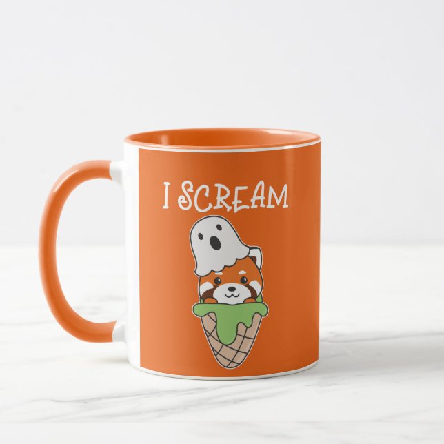 Mug Panda Rouge Halloween Ghost I Scream Ice Cream Pun (Gauche)