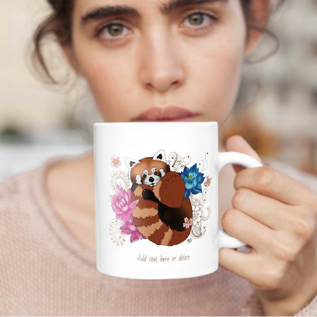 Mug Panda Rouge Lotus Fleurs Henné (Créateur téléchargé)