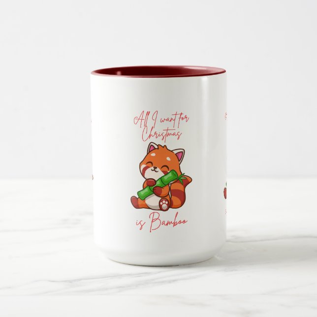 Mug Panda rouge : Tout ce que je veux pour Noël, c'est (Centre)
