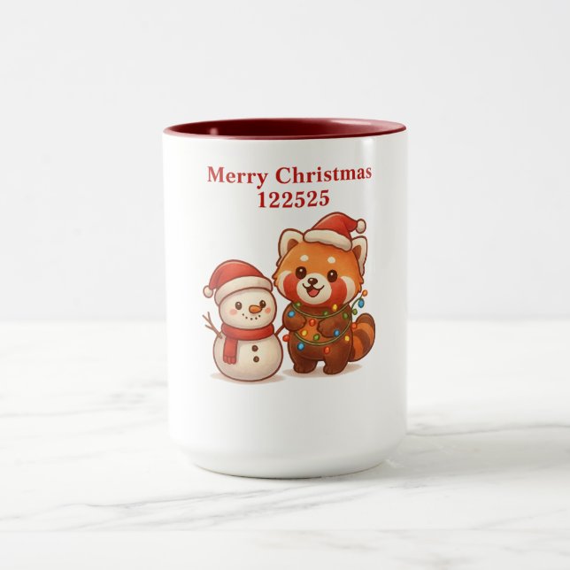 Mug Panda roux avec bonhomme de neige (Centre)