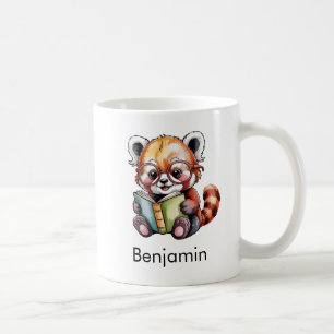 Mug Panda roux mignon lisant un livre personnalisé