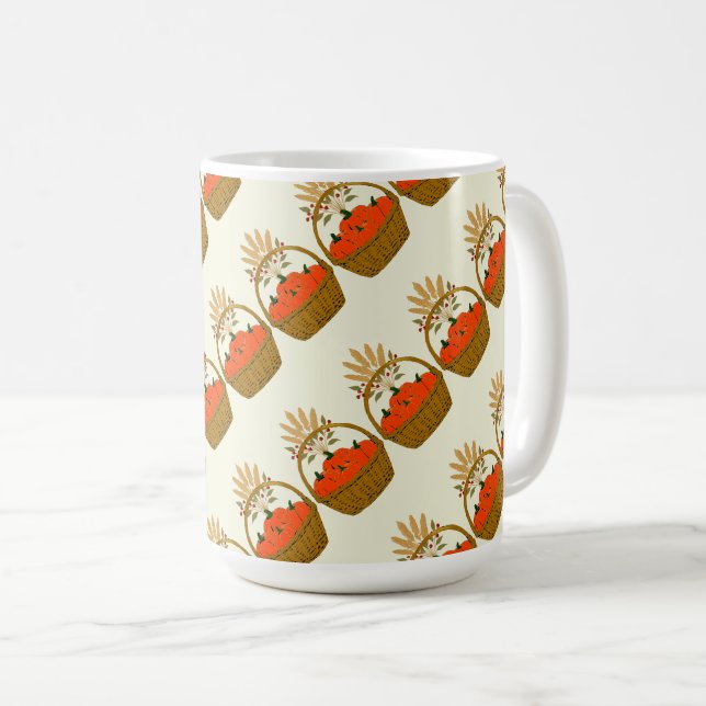 Mug 🎃 Panier de Citrouilles et Blé d'Automne (Devant droit)