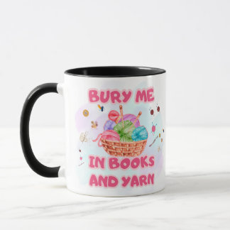 Mug Panier de crochet en livres et fil à tricoter Art