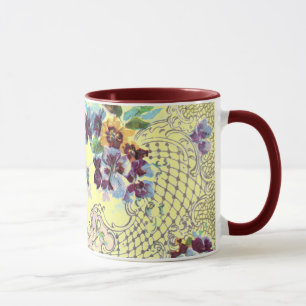 Mug PANIER DE FLEURS ROMANTICA AVEC PANNEAUX Jaunes Fl