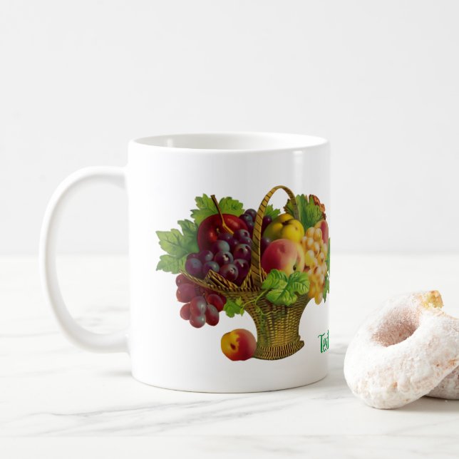 Mug Panier de fruits d'art vintage personnalisé (Avec donut)