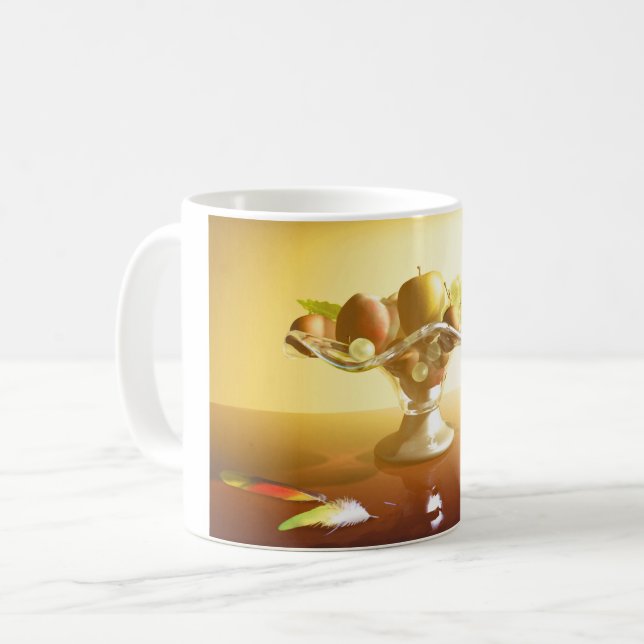 Mug Panier de verre avec des fruits et papillon   (Devant gauche)