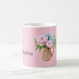 Mug Panier Tissé Fleurs Bleues Roses