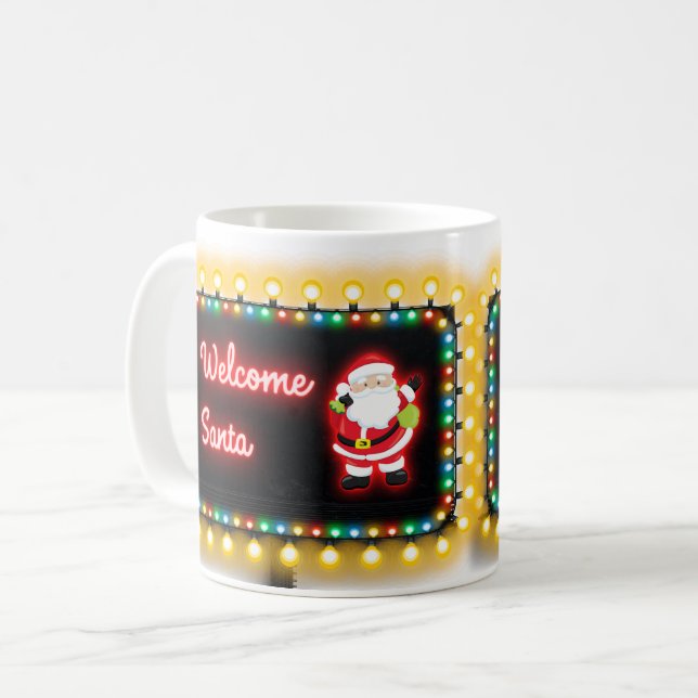 Mug Panneau d'affichage des lumières de Noël Père Noël (Devant gauche)