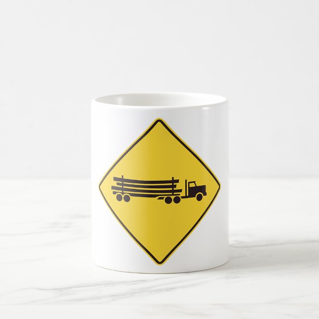 Mug Panneau d'avertissement de camion de débardage Séc (Créateur téléchargé)