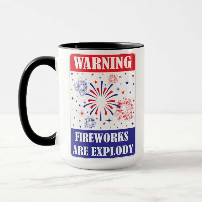 Mug Panneau d'avertissement de feux d'artifice (Gauche)