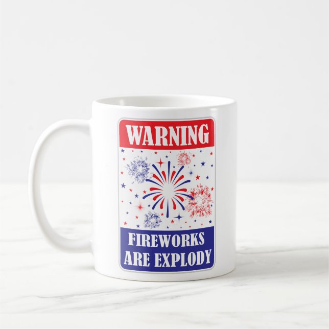 Mug Panneau d'avertissement de feux d'artifice (Gauche)