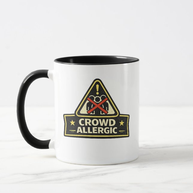 Mug Panneau d'avertissement drôle allergique à la foul (Gauche)