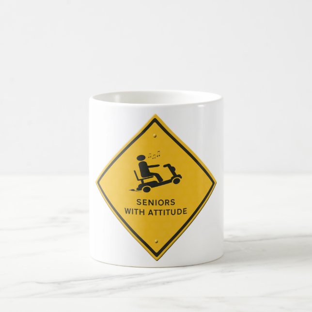 Mug Panneau d'avertissement scooter de mobilité. Senio (Centre)