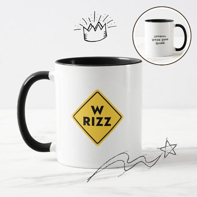 Mug Panneau d'avertissement W rizz US Mème Citation dr (Créateur téléchargé)