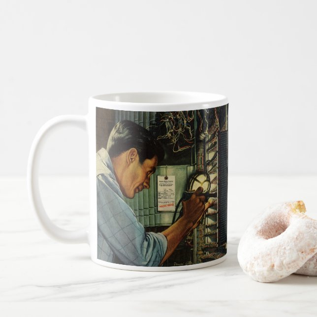Mug Panneau de disjoncteur électrique vintage (Avec donut)