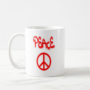 Mug Panneau de Paix Rouge avec Paix Expliquée en Graff