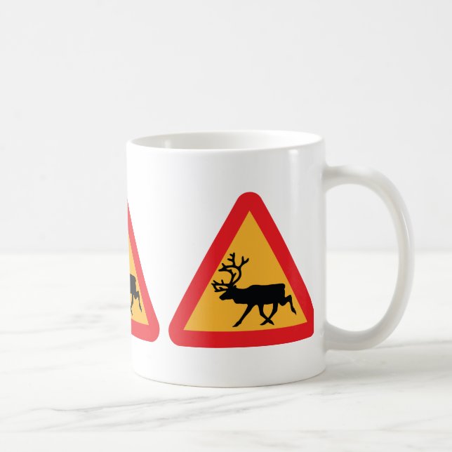 Mug Panneau de signalisation suédois Caution Reindeer (Droite)