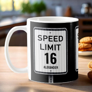 Mug Panneau de vitesse d'anniversaire 16 moderne