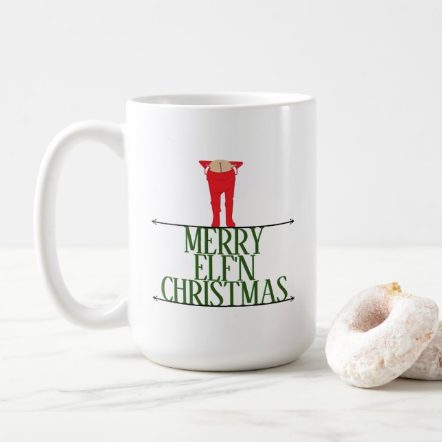 Mug Panneau de vœux de Noël Farces de Lutin (Avec donut)