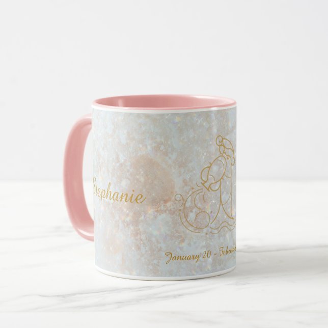 Mug Panneau étoile Zodiac Aquarius Parties scintillant (Devant gauche)