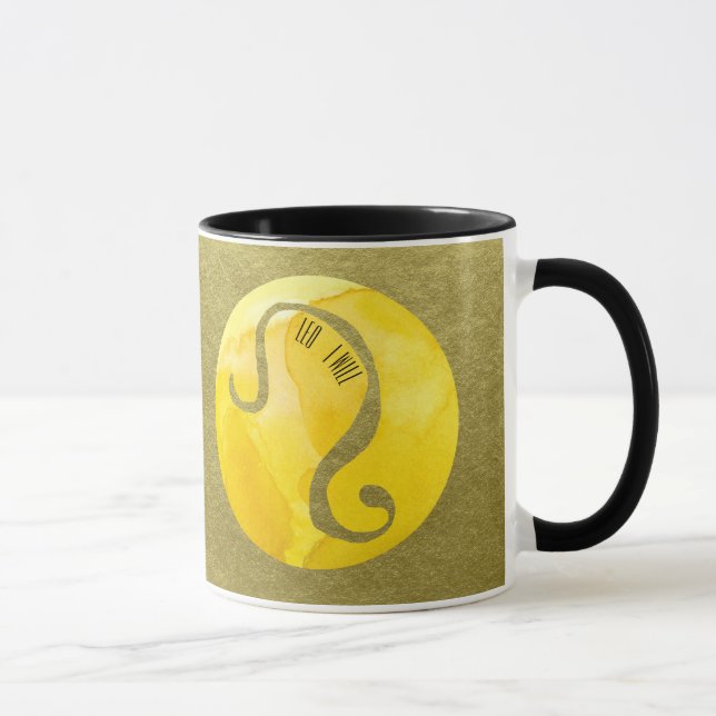Mug Panneau Jaune Zodiac Leo sur Arrière - plan Or (Droite)