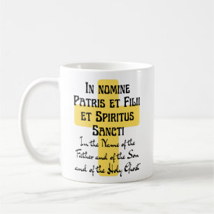 Mug Panneau latin de la Croix catholique Latin Anglais