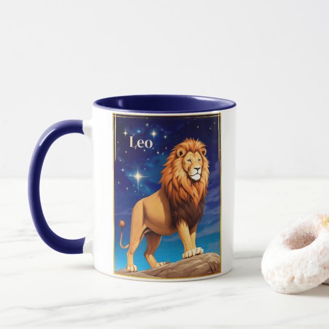 Mug Panneau Leo Zodiac sous ciel étoilé (Avec donut)