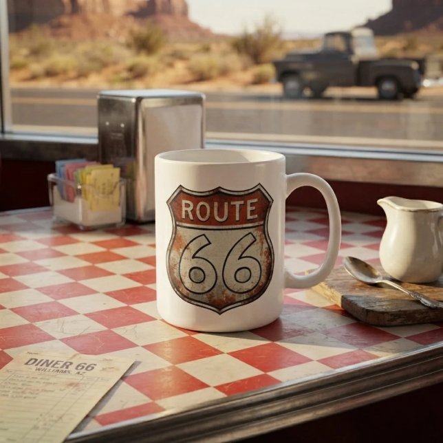 Mug Panneau rouillé de la route 66 (Créateur téléchargé)