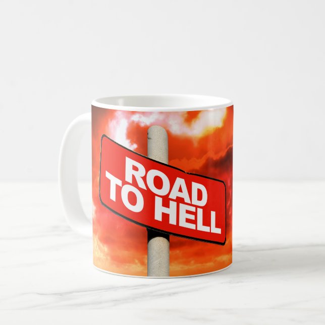 Mug Panneau Route vers l'enfer (Devant gauche)