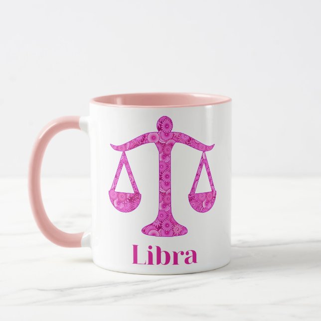 Mug Panneau Zodiac pour Libra en Magenta et rose (Gauche)