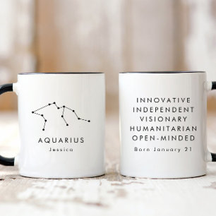 Mug Panneau Zodiaque Aquarius minimaliste personnalisé