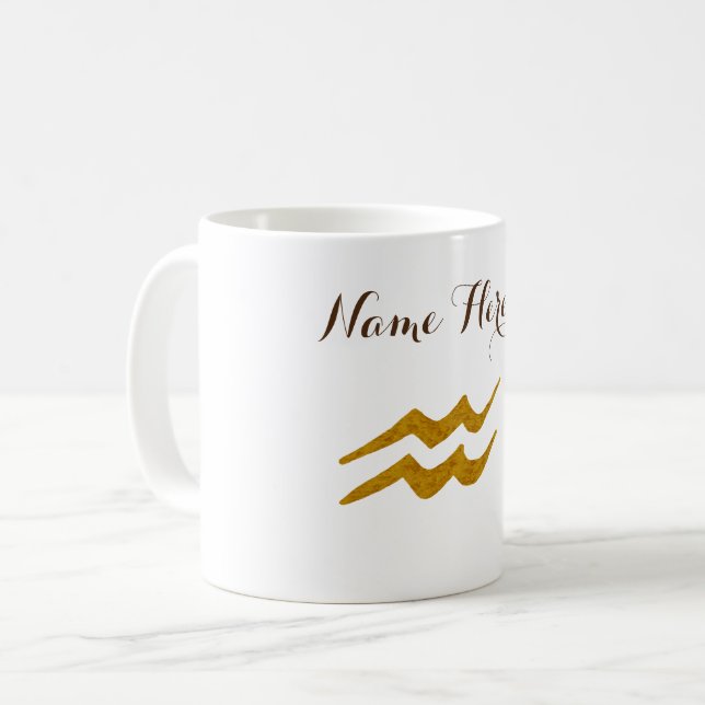 Mug Panneau Zodiaque Aquarius Nom personnalisé (Devant gauche)