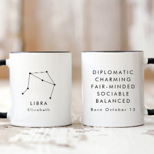 Mug Panneau Zodiaque de bibliothèque minimaliste perso