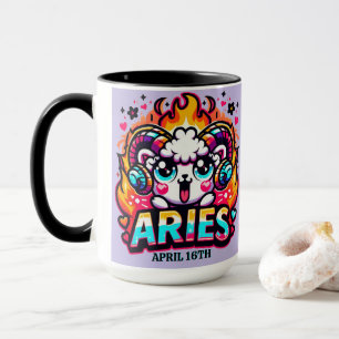 Mug Panneau Zodiaque Kawaii Aries Ram Ram Anniversaire