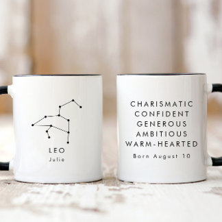 Mug Panneau Zodiaque Leo minimaliste personnalisé
