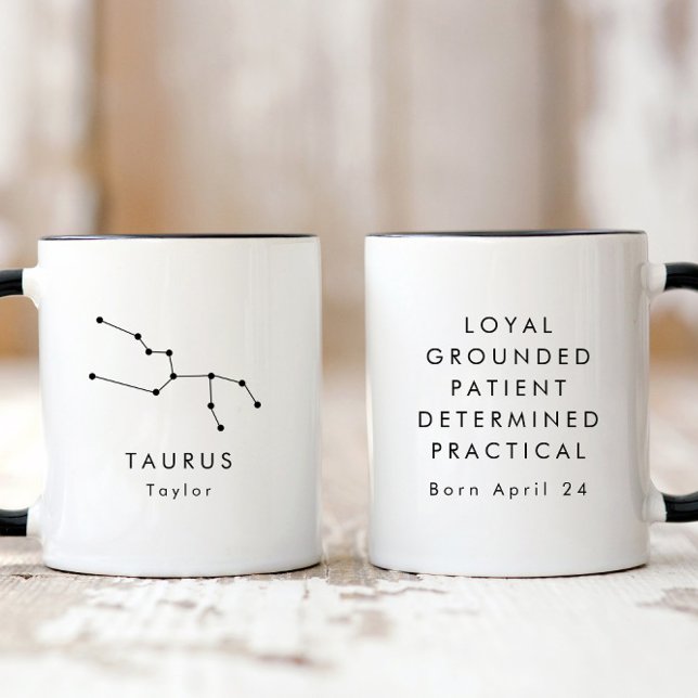 Mug Panneau Zodiaque minimaliste Taurus personnalisé (Créateur téléchargé)
