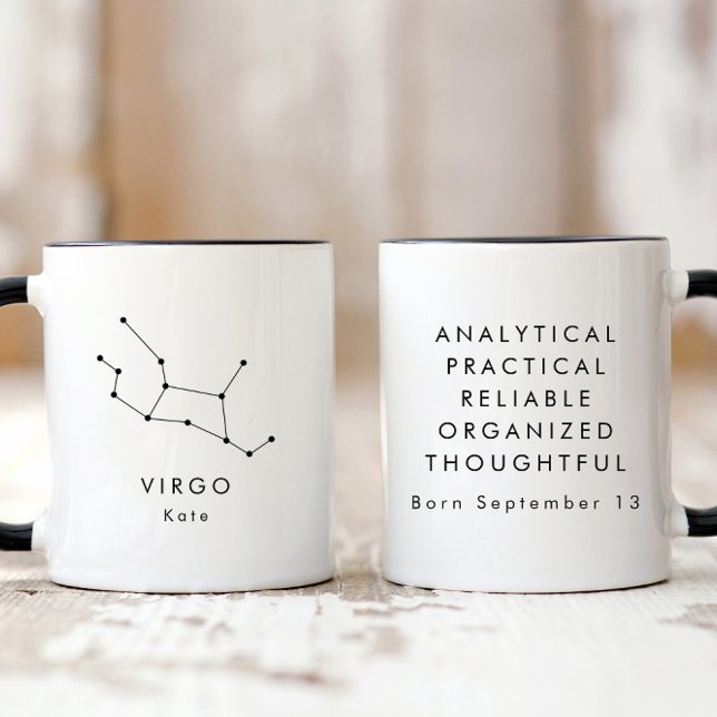 Mug Panneau Zodiaque Virgo minimaliste personnalisé (Créateur téléchargé)