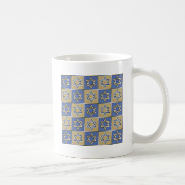 Mug Panneaux d'art étoile de David bleu or (Droite)