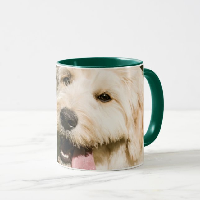 Mug Panneaux de coquelicot de Goldendoodle (Devant droit)