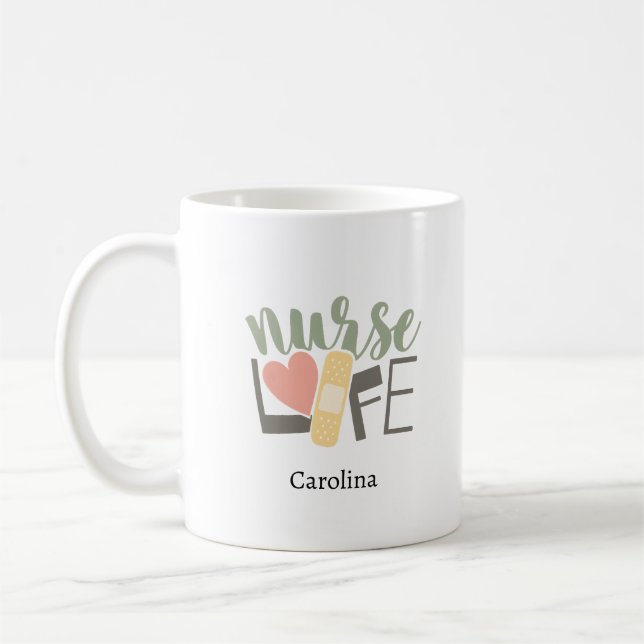 Mug Pansement de la vie d'infirmière Cœur École d'infi (Gauche)