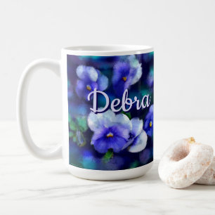 Mug Pansies bleues Pansy Fleur Floral Personnalisé