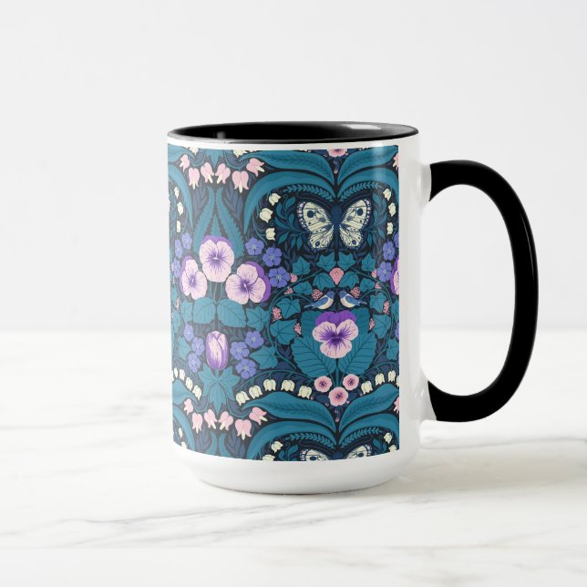 Mug Pansies, oiseaux et papillons (Droite)