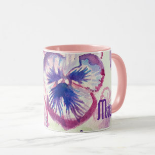 Mug Pansies Pansy Fleur violette Fleur Floral Pink Mèr