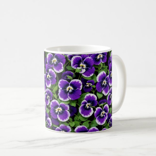 Mug Pansies violettes graphiques (Devant droit)