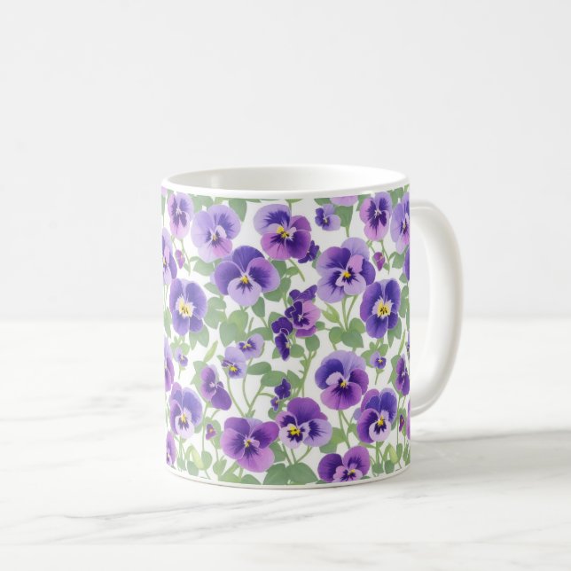 Mug Pansies violettes Pastel Graphic (Devant droit)