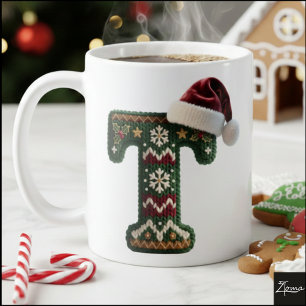 Mug Pantalon tricoté de Noël Lettre T Chapeau de Père